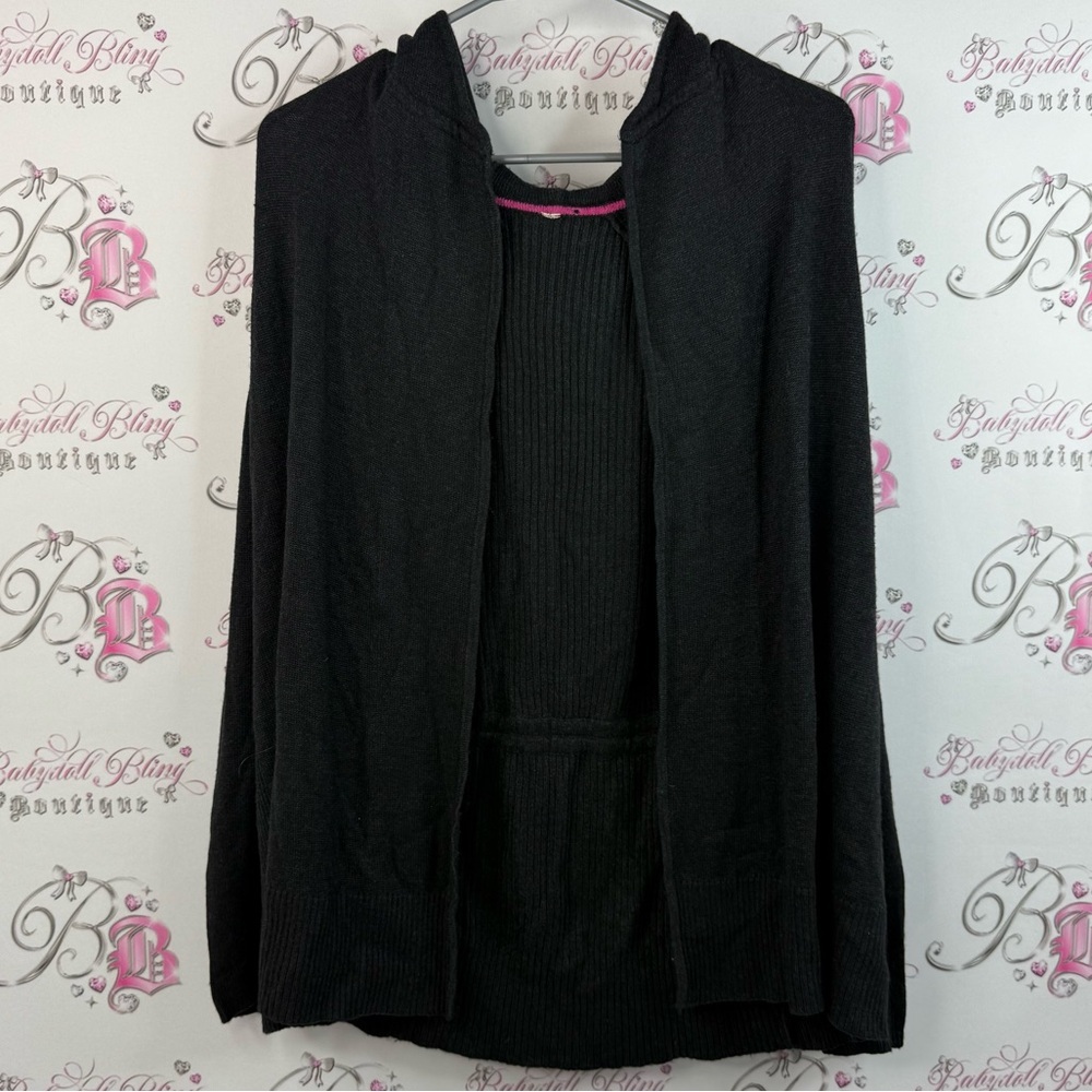 Lululemon cardigan open front metal decal logo hooded hoodie Black Sweater